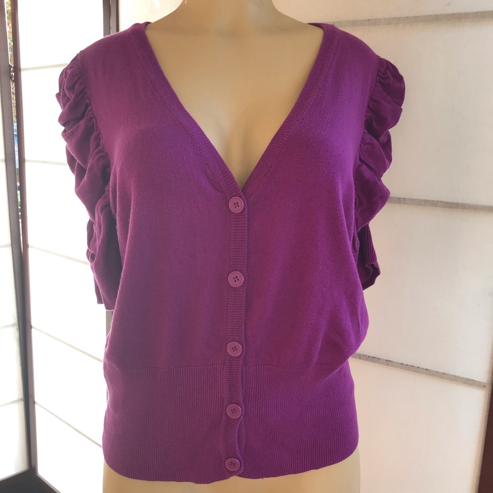 Worthington Ruffle Sleeve Cardigan LARGE